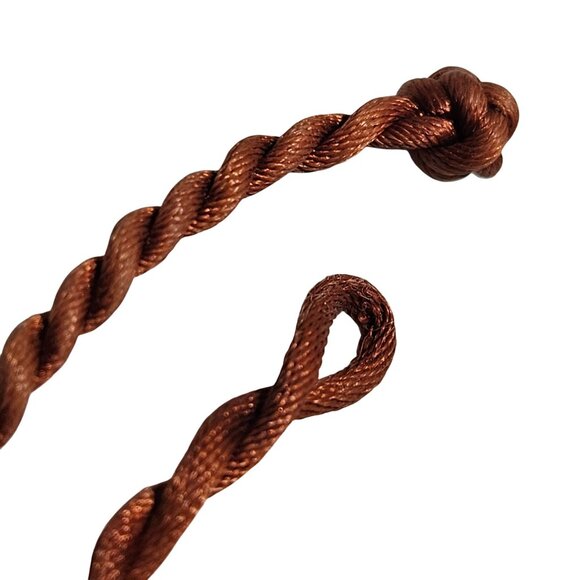 Boho Handcrafted Modern Art Painted Magnetic Pendant Necklace Brown Twisted Cord - Picture 4 of 6